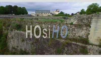 Historic Old Chateau De Caen In The Normandy Town Of Caen, France – Aerial Video Drone Footage