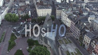 Old Market Square In Rouen - Video Drone Footage