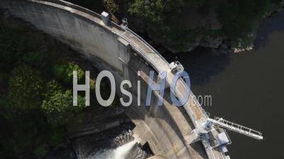 Luzege Hydroelectric Dam, Limousin, France - Aerial Video Drone Footage