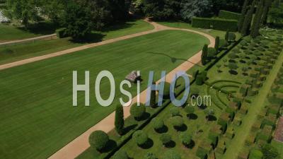 The Famous Gardens At The Manor House At Eyrignac, Dordogne, France - Video Drone Footage