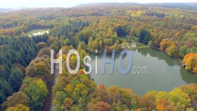 Forest And Ponds In Isere, France – Aerial Video Drone Footage