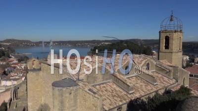 Notre-Dame-De-Beauvoir Church And Istres - Video Drone Footage