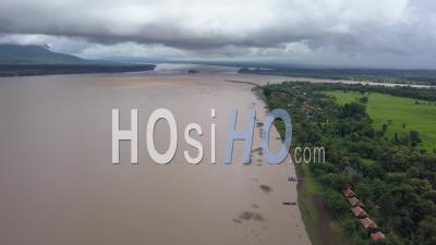 Mekong River At Don Daeng Island - Video Drone Footage