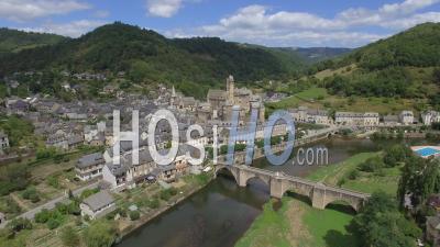 Estaing Village And Its Castle - Video Drone Footage