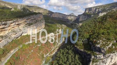 River Verdon And Point-Sublime In The Gorges Verdon Gorge In Autumn – Aerial Video Drone Footage 