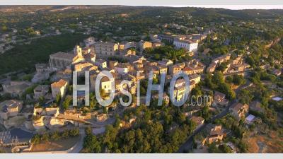 Historic Town Of Gordes In The Luberon Valley France - Video Drone Footage