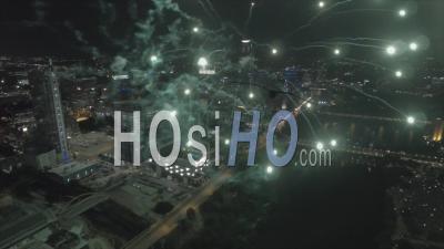 Feu D'artifice Au Centre-Ville D'austin Au Texas, États-Unis - Vidéo Drone