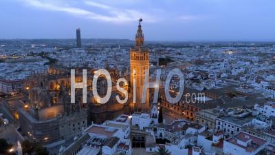Catedral De Sevilla. Historic Cityscape And Gothic Cathedral De Seville Spain - Video Drone Footage