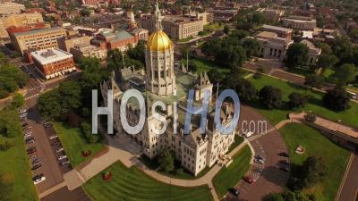 Flying Low Over State Capitol Building Hartford Connecticut - Video Drone Footage