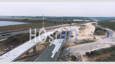 Projet De Construction D'un Passage Supérieur Sur L'autoroute Israël - Vidéo Drone