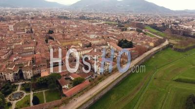 Historic Town Of Lucca Tuscany Italy - Video Drone Footage