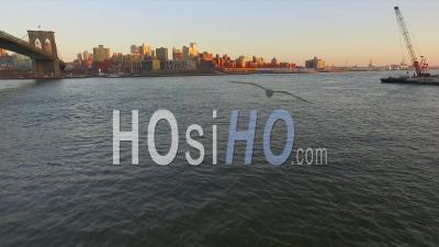 Drone Footage Brooklyn Bridge And Brooklyn New York City Usa - Video Drone Footage