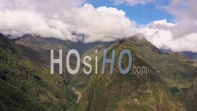 Route To Machu Picchu In The Andes Mountains Near Aguas Clientes Peru - Video Drone Footage