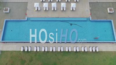 Swimmer In Pool Amaya Beach Sri Lanka - Video Drone Footage