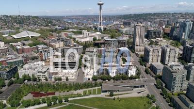 Pacifique Nord-Ouest De Seattle Washington Vidéo De Drone De La Ville De Front De Mer Cityscape Avec Space Needle - Vidéo Drone