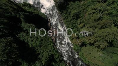Birds Eye View Rotating Over Alexander Falls In British Columbia - Video Drone Footage