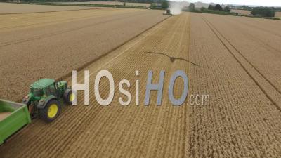 Wheat Harvest Hyde Farm Maidenhead United Kingdom - Video Drone Footage