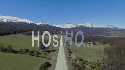 Road And Mountains Patagonia Chile South America - Video Drone Footage