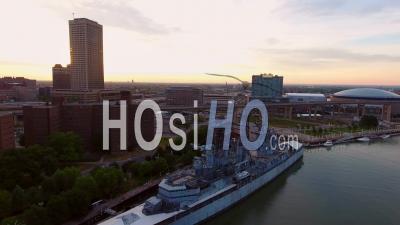 Uss Little Rock At Buffalo And Erie County Naval And Military Park New York - Video Drone Footage