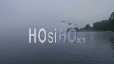 Misty Lake And Asheville Coal Fired Power Plant North Carolina - Video Drone Footage