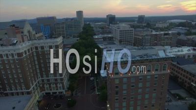 Evening Aerial Over Greenville South Carolina - Video Drone Footage