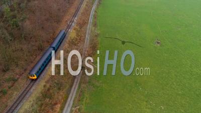 Llangollen Commuter Train Wales Uk - Video Drone Footage