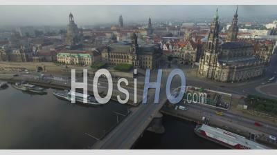 Elbe Et La Capitale Historique Dresde Allemagne - Vidéo Drone