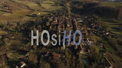 Aerial View Of A Small City On Top Of A Hill In The South-Ouest, Filmed By Drone, France - Video Drone Footage