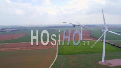 Wind Turbine Green Energy Farm English Countryside Uk - Video Drone Footage