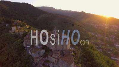 Aerial Footage, Capannori In Tuscany, Italy On Sunset 4k - Video Drone Footage