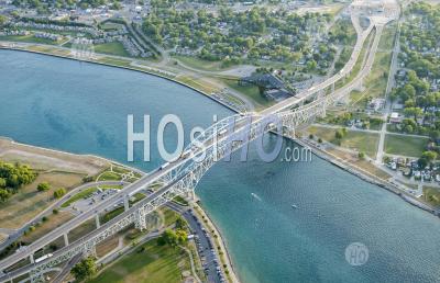 Blue Water Bridge Sarnia Ontario To Michigan - Aerial Photography