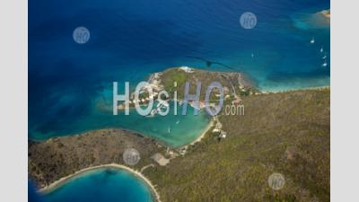 Sailboats Peter Island And Dead Chest Island. British Virgin Islands Caribbean - Aerial Photography