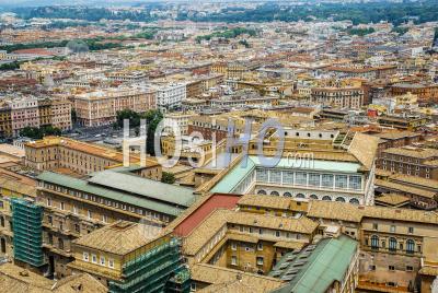 Buildings And Streets From The Roof Point Of The Papal Basilica Of St. Peter In Vatican City, Italy - Aerial Photography
