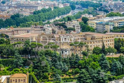 Buildings And Streets From The Roof Point Of The Papal Basilica Of St. Peter In Vatican City, Italy - Aerial Photography