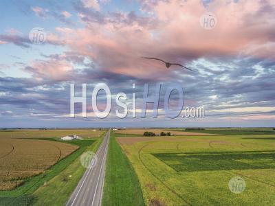 L'agriculture Cercles Et La Route à Utica Nebraska - Photographie Aérienne