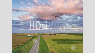 Farming Circles And Highway In Utica Nebraska - Aerial Photography