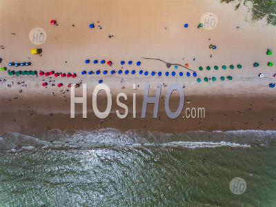 Colourful Umbrellas Cabo Branco's Beach, Joao Pessoa Paraiba Brazil - Aerial Photography