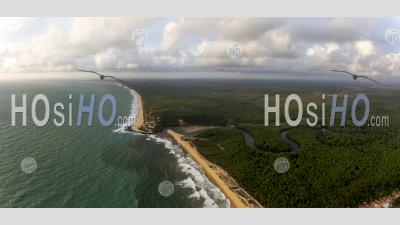 Rio Camaratuba And Beach At Mataraca Paraíba Brazil - Aerial Photography