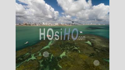 Picãozinho Is A Reef Formation, Located About 1500 Meters From Tambaú Beach On The Coast Of João Pessoa - Brazil - Aerial Photography
