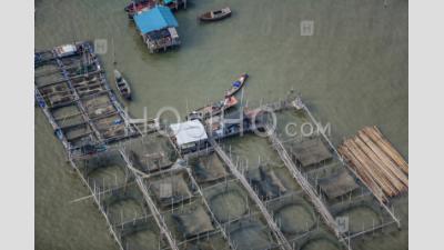 Aquaculture Industrie De La Pêche En Thaïlande - Photographie Aérienne