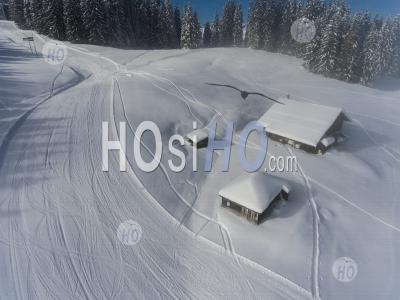 The Saint-Gervais-Les-Bains Ski Resort, Seen By Drone - Aerial Photography