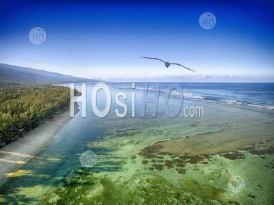 The Beach Of The Hermitage, Reunion Island, Seen By Drone - Aerial Photography