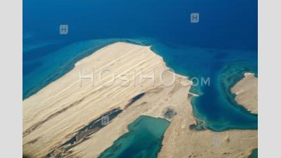 Bright Turquoise Lagoon And Coastline, Red Sea, Egypt. - Aerial Photography