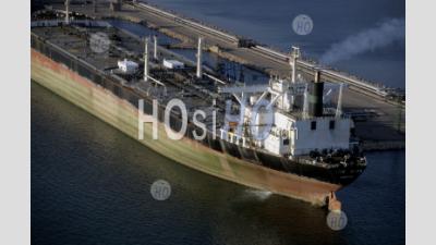 Aerial View Of A Cargo At Wharf - Aerial Photography