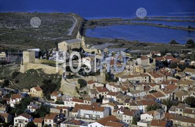 Rooftops Of The Village Near The Sea, Fos-Sur-Mer, Provence, France. - Aerial Photography