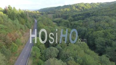 Road To Caremonte In Correze At Evening - Video Drone Footage