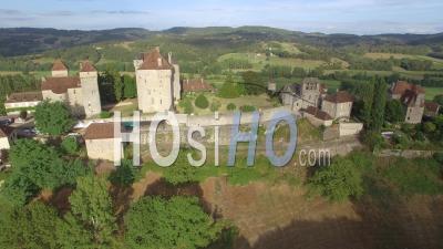 Castel Of Curemonte At Evening - Video Drone Footage