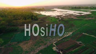 Plantations Near The Ouagadougou Dam, Video Drone Footage