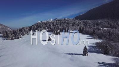 Massif Des Bauges In Winter, Savoy, France, Video Drone Footage