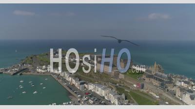 Granville's Harbor, Manche, France - Video Drone Footage